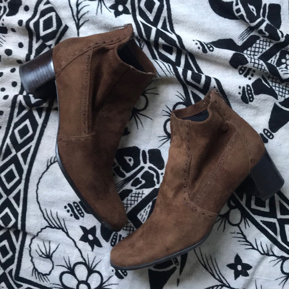 Franco Sarto Cognac Suede Ankle Boots